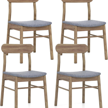 Dreamade Fabric Upholstered Kitchen Chairs with Rubber Wood Frame and Padded Curved Seat
