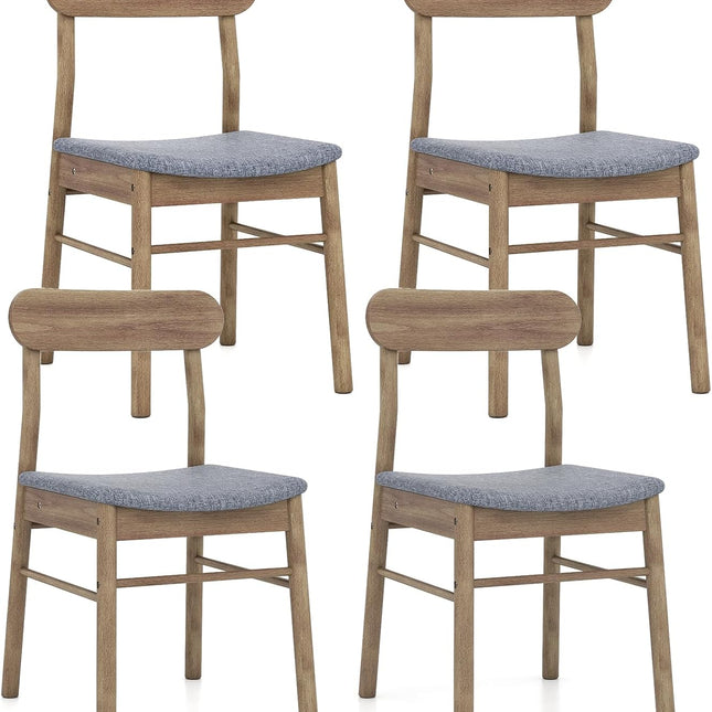 Dreamade Fabric Upholstered Kitchen Chairs with Rubber Wood Frame and Padded Curved Seat