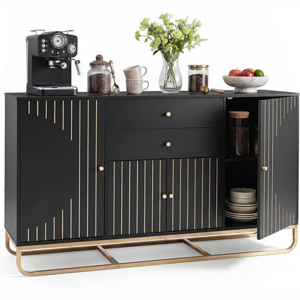 Dreamade Modern Sideboard Buffet Cabinet with Storage & 2 Drawers| Coffee Bar Cabinet w/ Geometric Design