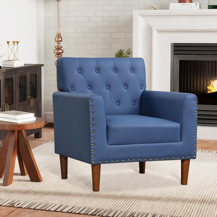 Dreamade Mid Century Modern Accent Chair with Button Tufted Decoration and Rivets