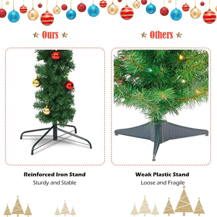 Pre-Lit Artificial Cactus Christmas Tree with LED Lights and Ball Ornaments - Dreamade