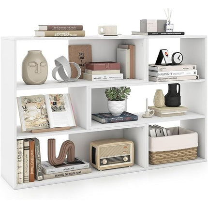 Dreamade 3-Tier Bookshelf, Wooden Concave Bookcase for Small Space | Modern Freestanding Display Storage Shelves