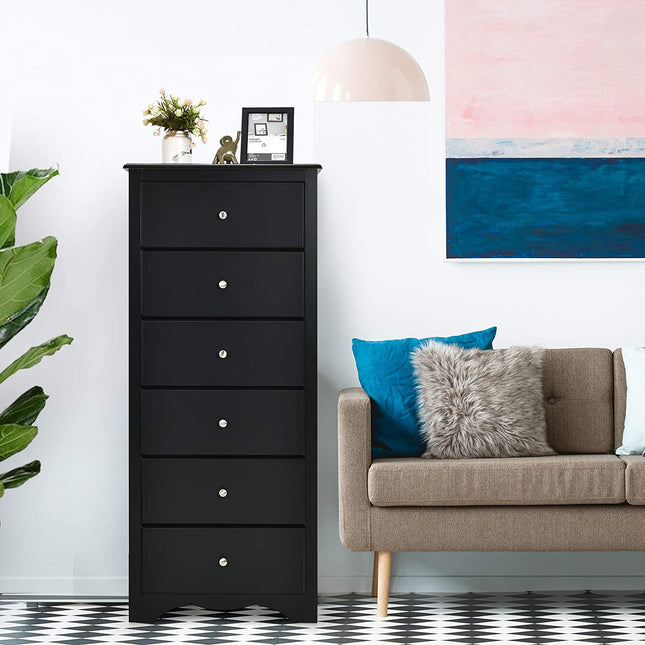 6 Drawer Chest Wooden Dresser Clothes Organizer Bedroom - Dreamadeus