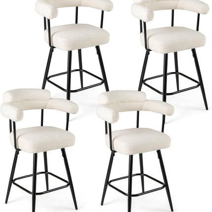 Dreamade Swivel Bar Stool Set of 2/4 Counter Height Chairs with Curved Back and Arms