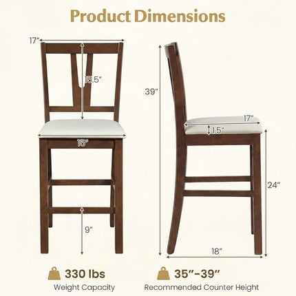 Dreamade 24" Counter Height Mid-Century Bar Stools