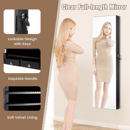 DREAMADE Jewelry Armoire Over The Door Mirror Jewelry Cabinet