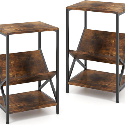 Dreamade Record Player Stand, 3-Tier End Table w/ V-Shaped Magazine Holder, Turntable Stand with Record Storage Up to 80 Albums