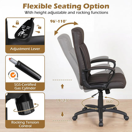 Dreamade Faux Leather Office Chair Computer Desk Chair with Rocking Function