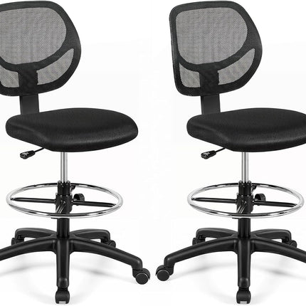 Mesh Drafting Chair with Standing Desk Chair w/Footrest Ring