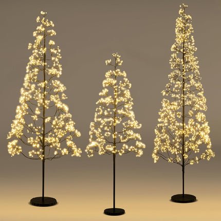 Dreamade 5/6/7 FT LED Alpine Tree with 1000 Warm White LED Lights, Pre-lit Artificial Cedar with Weighted Base