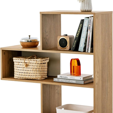 Dreamade 3-Tier Bookshelf, Wooden Concave Bookcase for Small Space, Modern Freestanding Display Storage Shelves