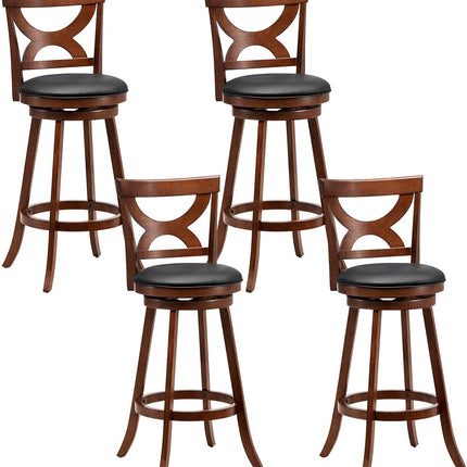 Dreamade Bar Stools Set of 2, 30.5" Counter Height Bar Dining Chairs with Back & Footrest, Rubber Wood Frame
