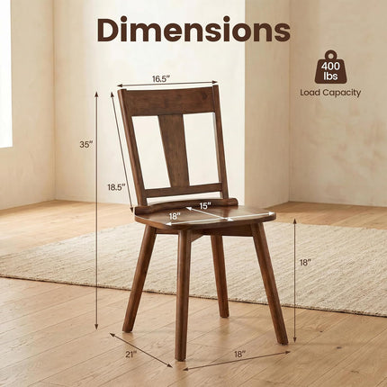 Dreamade Wooden Dining Chairs Set of 2, Solid Wood Kitchen Chairs | Modern Farmhouse Dining Room Chairs w/Hollowed Backrest
