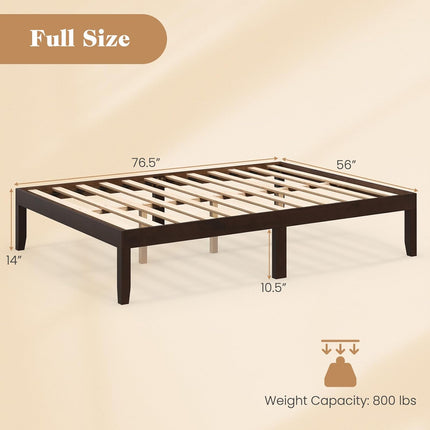Dreamade 14 Inch Twin Wood Platform Bed Frame, Minimalist Twin Bed Frame with Wooden Slats Support & Rubber Wood Legs