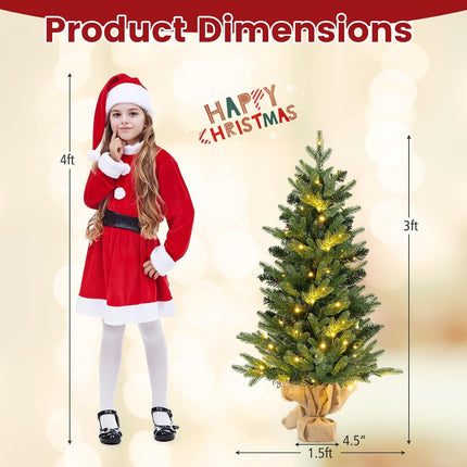 Dreamade Tabletop Battery Operated Small Fir Xmas Tree with Warm White LED Lights
