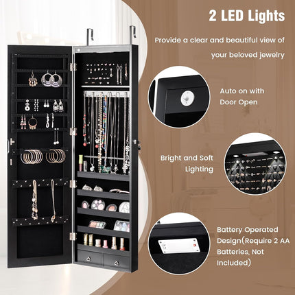 DREAMADE Jewelry Armoire Over The Door Mirror Jewelry Cabinet