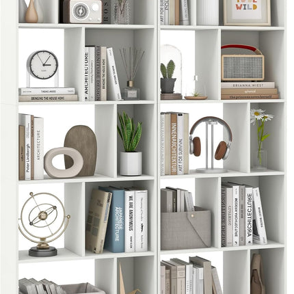 Dreamade 5-Tier Geometric Bookshelf, 63" Modern Tall Bookcase, 10-Cube Storage Organizer