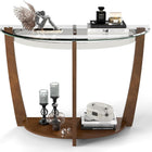 Dreamade 2-Tier Glass Console Table Half Moon Modern Entryway Table