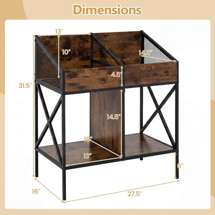 Dreamade 2-Tier Record Player Stand, Vinyl Record Storage | 250 LP Albums Display Shelf