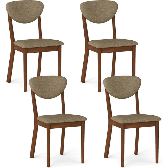 Dreamade Wooden Dining Chairs Set of 4, Upholstered Kitchen Chairs | Farmhouse Dining Room Chair w/ Padded Seat & Back