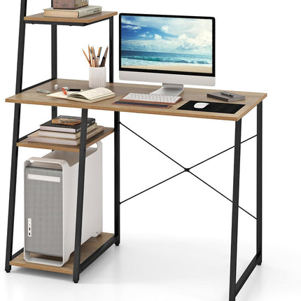 Dreamade Computer Desk with Shelves, 47.5” Home Office Desk with Bookshelf, Host Stand
