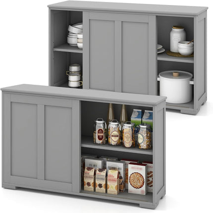 Dreamade Buffet Cabinet with Storage, Coffee Bar Wine Cabinet, Farmhouse Sideboard w/Sliding Door