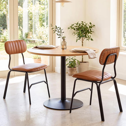 Dreamade Metal Dining Chairs PU Leather Upholstered Kitchen Chairs | Modern Dining Room Chair w