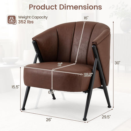 Dreamade Mid Century Modern Accent Chair w/Curved Backrest & Wide Seat