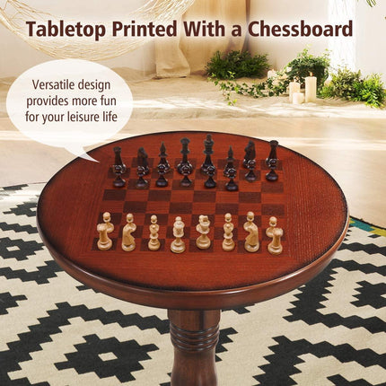 Table 42" Wooden Round Pub Pedestal Side Table - Dreamadeus