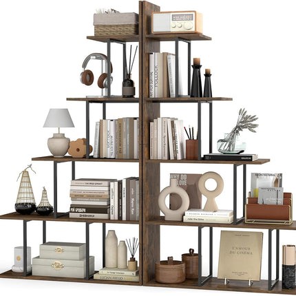 Dreamade 5-Tier Stepped Bookshelf | 62" Tall Ladder Corner Bookcase W/Stable Metal Support