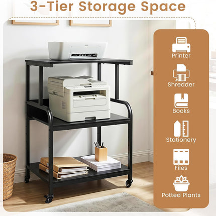 Dreamade Rolling Printer Stand with Adjustable Storage Shelf