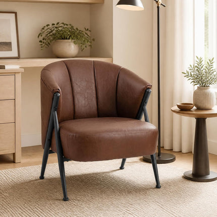 Dreamade Mid Century Modern Accent Chair w/Curved Backrest & Wide Seat