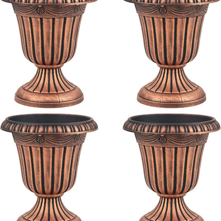 Dreamade 18" Tall Urn Plastic Flower Pots with Pedestal Base & Pre-Marked Drain Hole