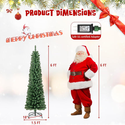 Dreamade Pre-Lit Slim Pencil Christmas Tree Slender Holiday Tree for Home Office Decoration