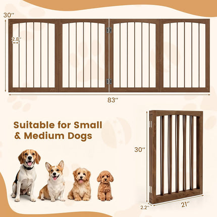Dreamade Freestanding Foldable Dog Gate Indoor, 83" W x 30" H Extra Wide