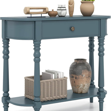 Dreamade 36" Wooden Entryway Table with Storage Drawer & Open Shelf