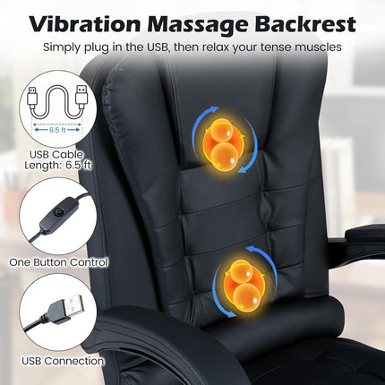 Dreamade Massage Office Chair, Comfy Desk Chair with Foot Rest, Black | Executive Chair with Adjustable Reclining Backrest