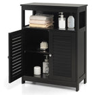 DREAMADE Bathroom Storage Cabinet, Wooden Floor Cabinet with 2 Doors, Black