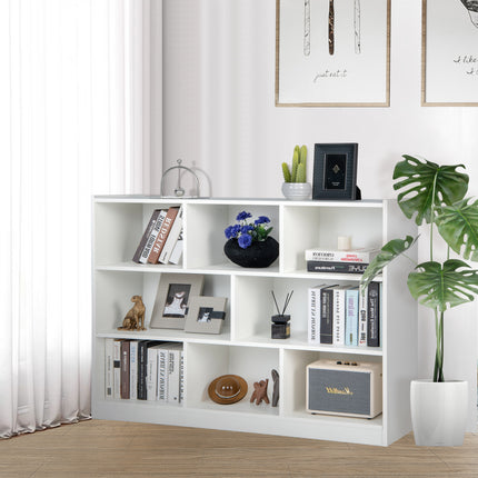 DREAMADE 8-Cube Storage Organizer, 3-Tier Wooden Cube Shelf, Blue