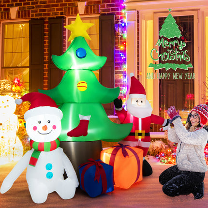 DREAMADE 6.5FT Inflatable Christmas Decoration, Self Inflating Christmas Tree w/Santa Claus