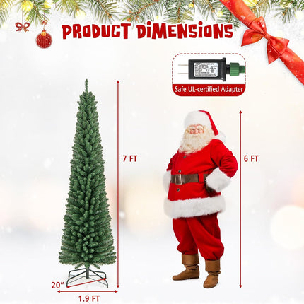 Dreamade Pre-Lit Slim Pencil Christmas Tree Slender Holiday Tree for Home Office Decoration