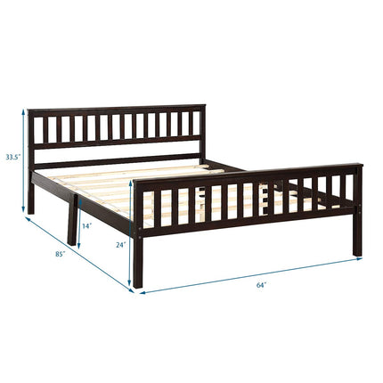 Dreamade Queen Size Wood Slats Great Support with Six Legs, No Box Spring Needed, Antique Espresso