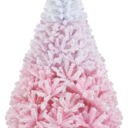 Dreamade Pink Gradient & White Snow Flocked Christmas Tree | Home Office Decoration