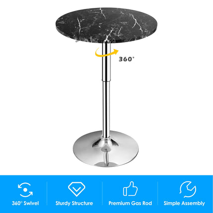 Dreamade Round Pub Table Height Adjustable, 360 Degree Swivel Cocktail Pub Table, Office Bar Table