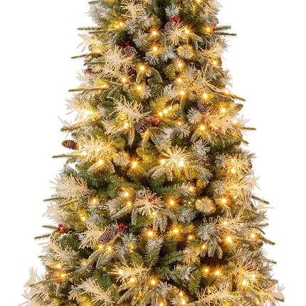 Dreamade 5FT / 6FT / 7FT Pre-Lit Artificial Christmas Tree with LED Lights Pine Cones Berries
