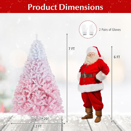 Dreamade Pink Gradient & White Snow Flocked Christmas Tree | Home Office Decoration