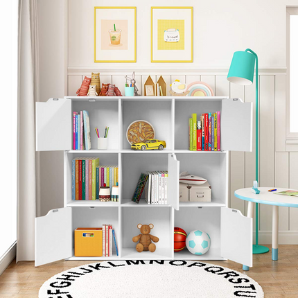 Dreamade 9-Cube Storage Organizer, Storage Cabinet with 4 Open Cubes and 5 Cabinets