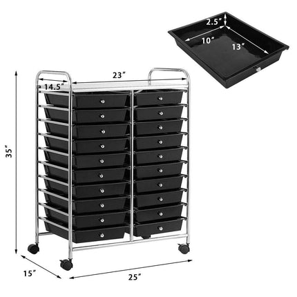 Dreamade Storage Drawer Carts, 20-Drawer Organizer, Utility Cart on Wheels