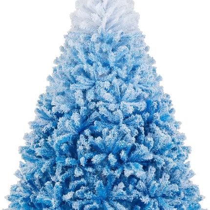 Dreamade Snow Flocked Christmas Tree with Lush Branch Tips & Foldable Metal Stan ( Blue Gradient & White )