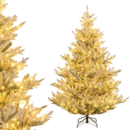 Dreamade 6FT / 7FT / 8FT Pre-Lit Snow Flocked Christmas Tree | Holiday Home Office Decoration